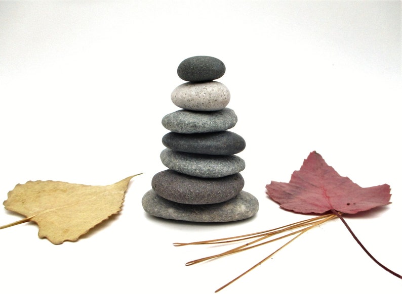Stone Messenger Stacked Stones Natural Lake Michigan Beach Stone Cairn Sculpture #548 Stone Cottage Art Tiny Stone Cairn Rock Cairn