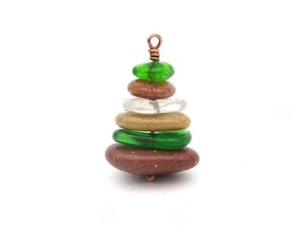 Colorful Beach Glass & Pebble Christmas Ornament - Lake Michigan and Superior Keepsake Gift