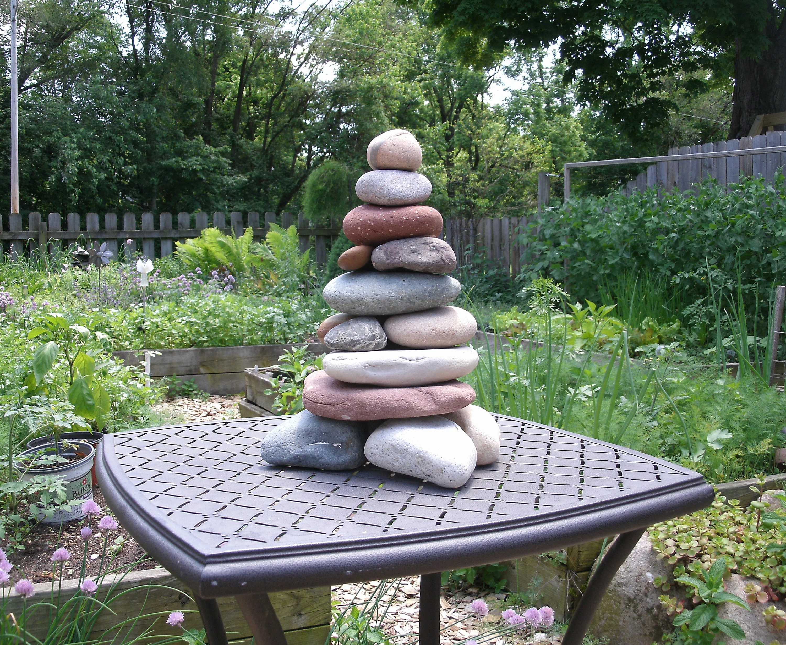 Garden Cairn, ReStackable Beach Stone Cairn Sculpture, Rock Cairn for