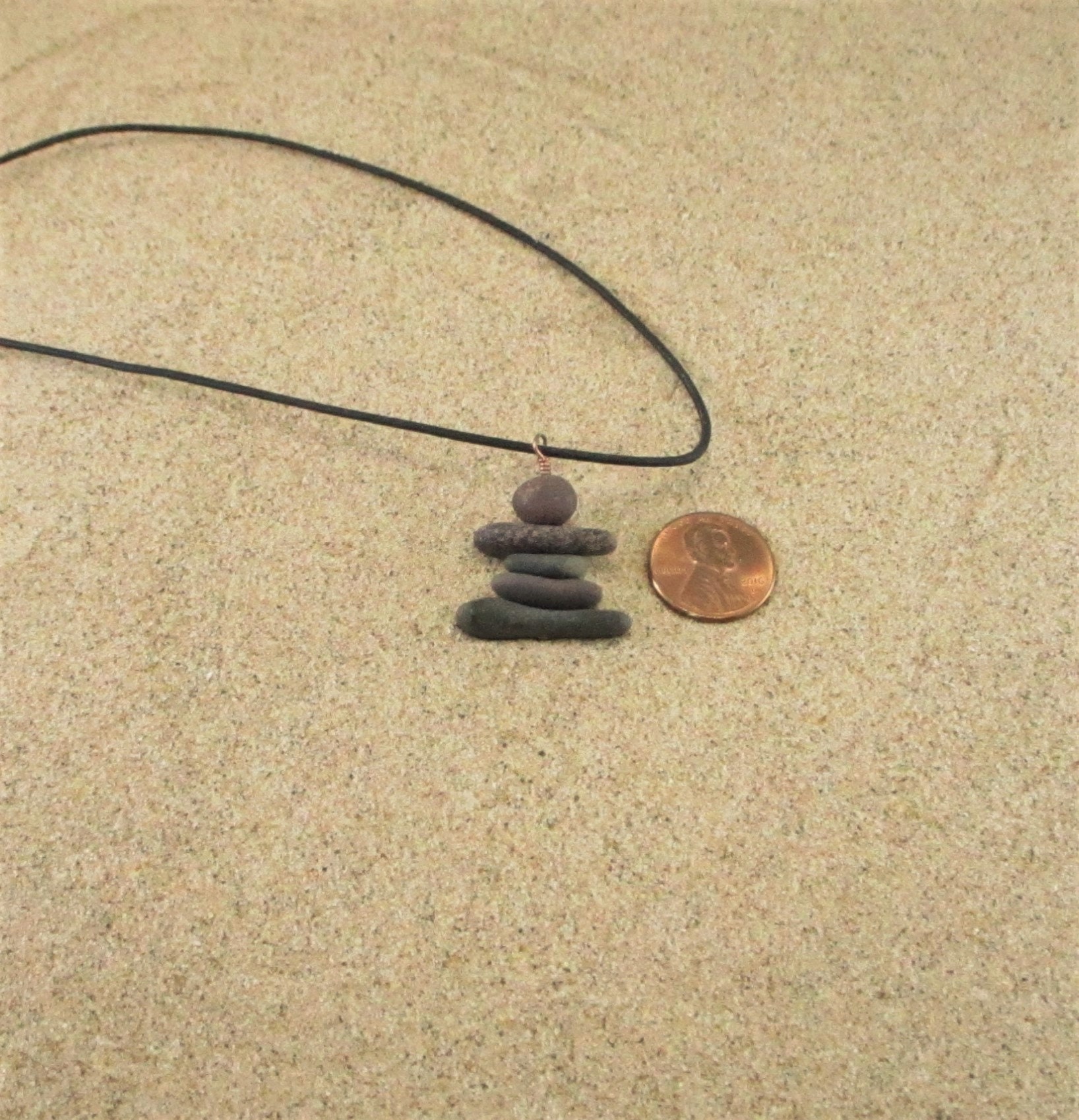 Inukshuk Necklace, Adjustable Lake Superior Inukshuk Style Beach Stone