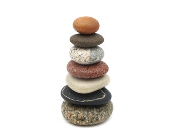 Rock Cairn, Lake Michigan & Superior Beach Stone Cairn #423, Natural Sustainable Gift for Paddler, Unique Nature Inspired Art, Hiker Helper