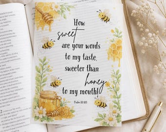 How Sweet Are Your Words Printable | Bible Journaling Tip-In | Christian Scripture Art PNG PDF