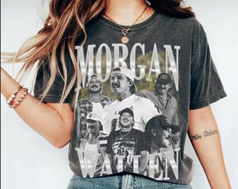 X14 Morgan Wallen Vintage Bootleg Rap Tee, 90s Chrome Collage Shirt, Country Music Graphic Tee, Viral Concert Streetwear Shirt