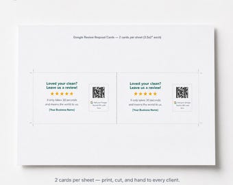 Karta z prośbą o opinię Google | Edytowalna karta z opinią o firmie sprzątającej Canva | Wydrukowana karta z podziękowaniami dla sprzątaczki do natychmiastowego pobrania
