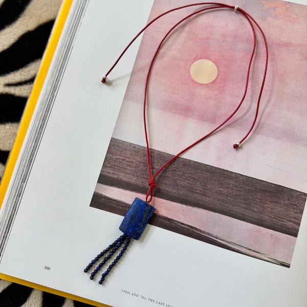 Lapis Beaded Tassel Pendant Necklace