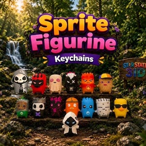3D Printed Sprite Keychain Figurine | Gamer Accessory