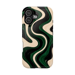 Funda para teléfono, carcasa Emerald Swirl / TPU de policarbonato / Diseño abstracto verde / Compatible con MagSafe