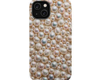 Cream Pearl Phone Case - Luxury Ivory Pearl Look Elegant Case for iPhone 17 16 15 14 13 12 11 Pro Max, Samsung Galaxy S25 S24 S23