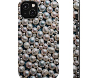 Patina Pearl Phone Case - Silver Blue Pearl Look Vintage Case for iPhone 17 16 15 14 13 12 11 Pro Max, Samsung Galaxy S25 S24 S23