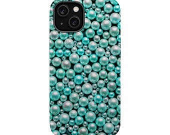 Teal Pearl Phone Case - Aqua Mermaid Pearl Look Case for iPhone 17 16 15 14 13 12 11 Pro Max, Samsung Galaxy S25 S24 S23