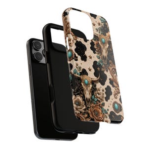 a phone case with a floral pattern and a skull design.
