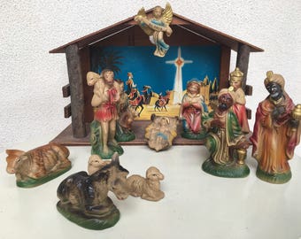 Lot - A MID-CENTURY NATIVITY SCENE (A/F) (TALLEST PANEL 142H CM