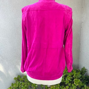 Vintage West Bay Sport Leather jacket fuchsia pink soft lambs suede Sz 6 image 3