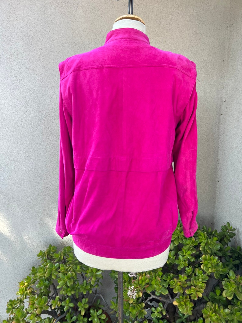 Vintage West Bay Sport Leather jacket fuchsia pink soft lambs suede Sz 6 image 3