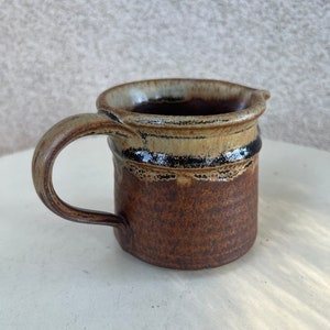 Vintage Studio Art Pottery Stoneware Creamer Small Pitcher Brown Glaze size 3.5 image 3