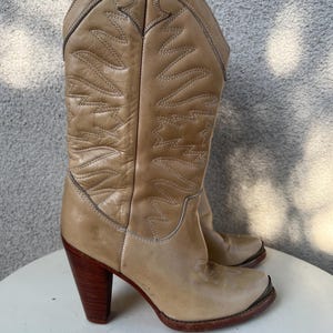 Vintage Zodiac cowgirl-laarzen leren hakken bruin 7 m. Gemaakt in de VS