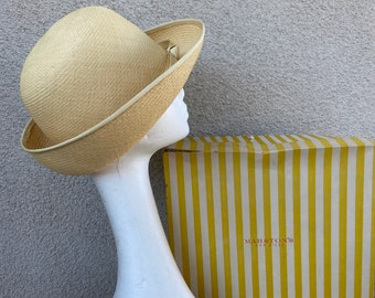 Vintage 60s toquilla straw neutral color Breton hat sz 22” by Noreen Fashion with box