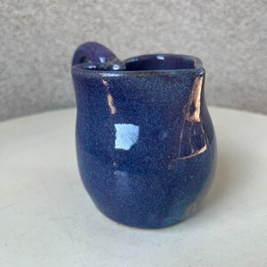 Vintage studio art pottery creamer pitcher heart shape glossy purple blue tones image 2