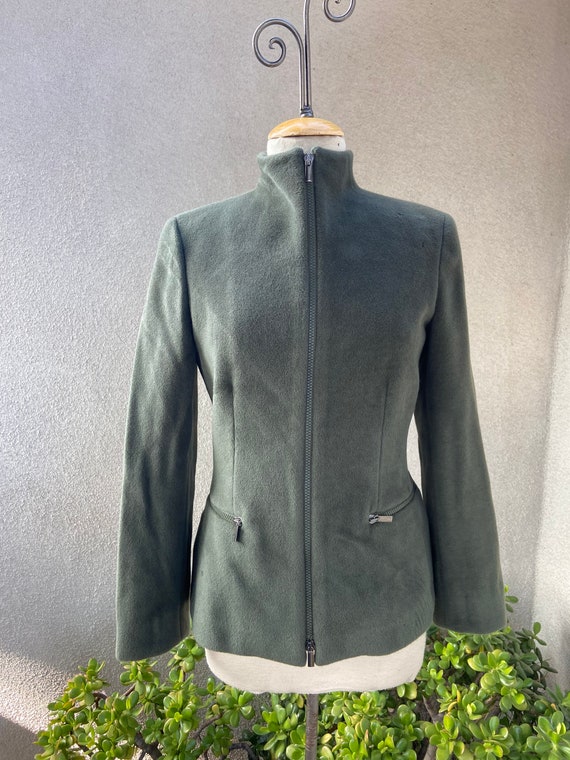 Vintage Wounded Bird Giorgio Armani angora soft wool olive green jacket Sz 42 Small