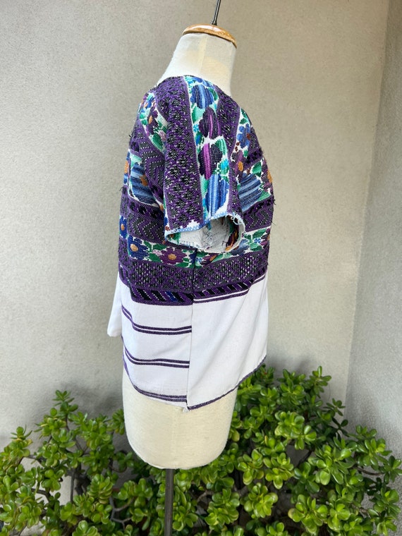 SALE Vintage boho Mexican purples woven huipil st… - image 5