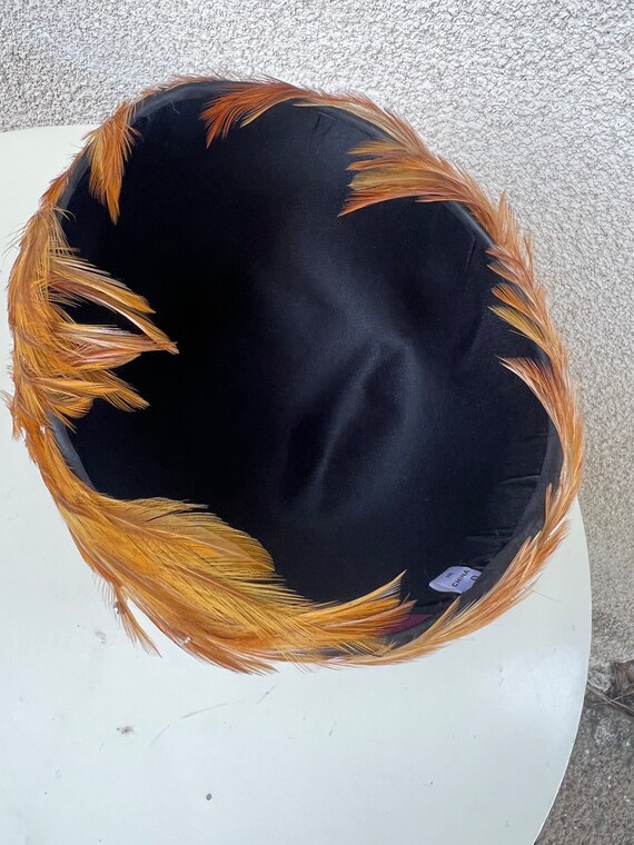 Vintage Feather Rhinestone Cap Casque Hat - Mr. Hi display picture 1
