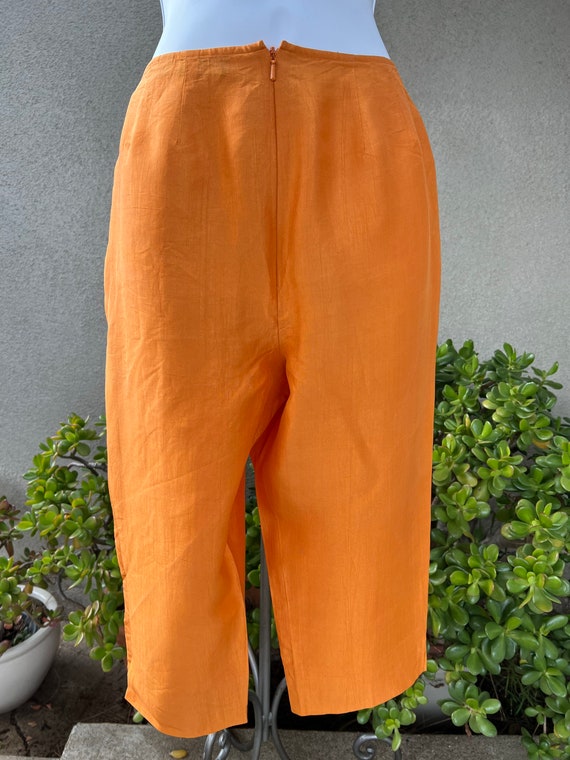 Vintage Tangerine Orange Silk Capris Pant by Donna Karan New York Sz 10 
