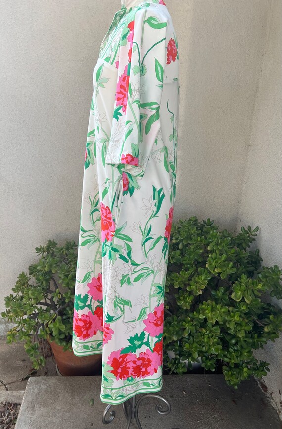 Vintage maxi kaftan dress rose print Sz XS/S Bier… - image 3