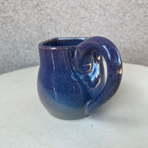 Vintage studio art pottery creamer pitcher heart shape glossy purple blue tones image 4