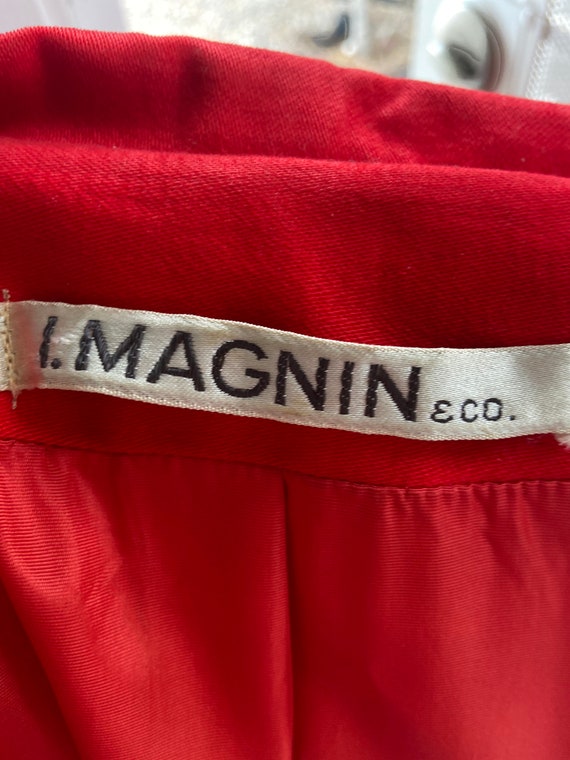 Vintage I. Magnin Red Mod Coat: Belted Pockets, S… - image 4