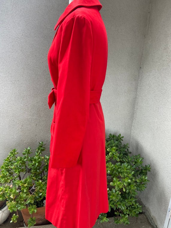 Vintage I. Magnin Red Mod Coat: Belted Pockets, S… - image 7