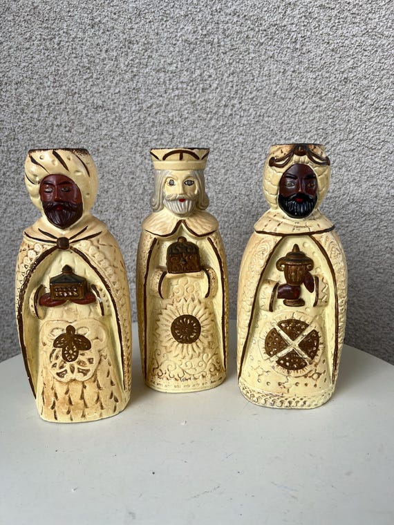 Vintage 3 Wise Kings Candleholder Set Paper Mache by Wales Made in