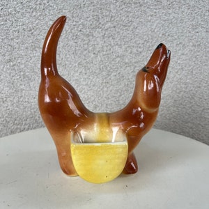 Vintage ceramic pottery wiener dog mens dresser caddy statue dachshund image 2