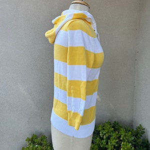 Vintage Ralph Lauren striped yellow white top lace up neckline hood sz S image 5