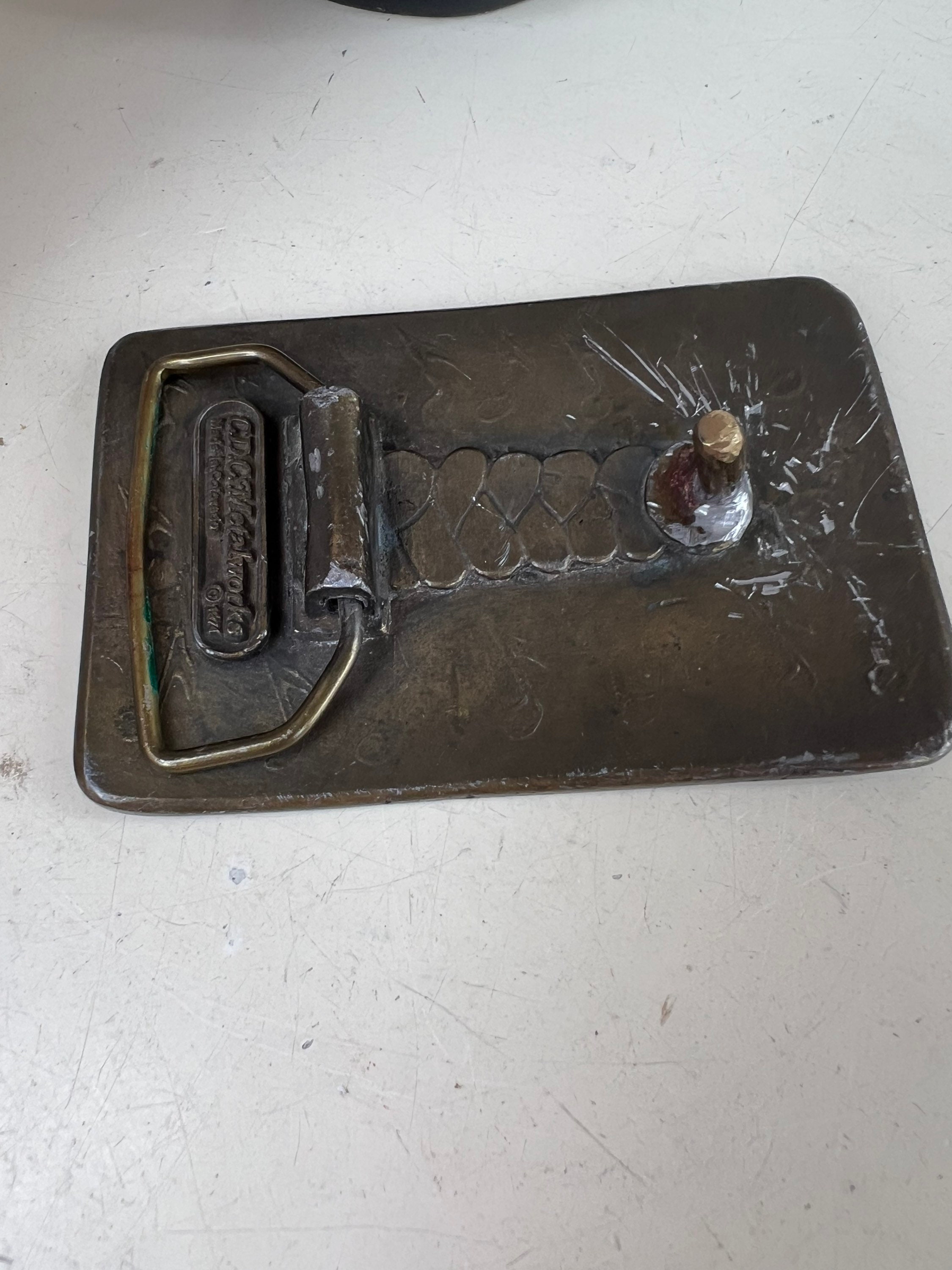Vintage 1974 music notes metal rectangular belt buckle by C.D.C. Metalworks CDC Metalworks 1974 Belt Buckle Eagle Made in USA | eBay main image 2