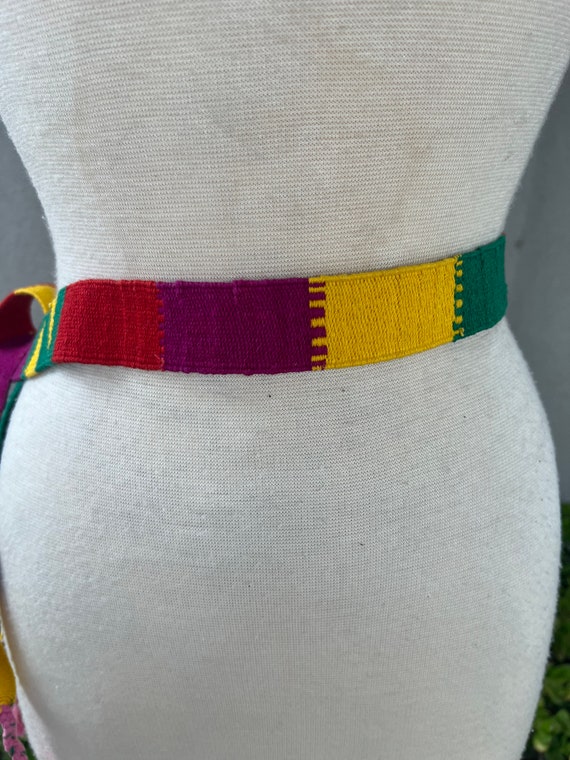 Vintage boho Mexican woven fabric belt sash color… - image 2