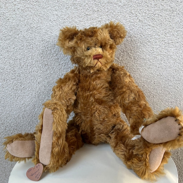 Vintage 1990 HeidiBears 22” caramel furry teddy bear “Gwynna” by Hillary Hulen