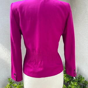 Vintage 80s fuchsia pink wool blazer jacket by Valentino Miss V Sz 38 4 image 2