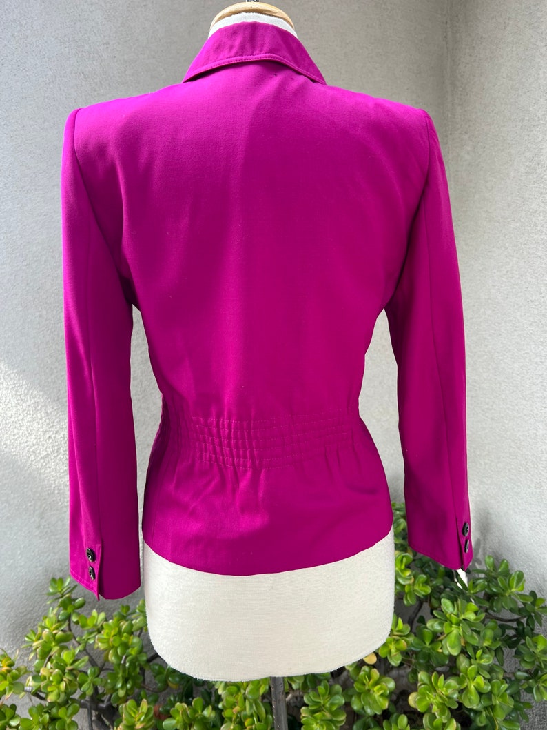 Vintage 80s fuchsia pink wool blazer jacket by Valentino Miss V Sz 38 4 image 2