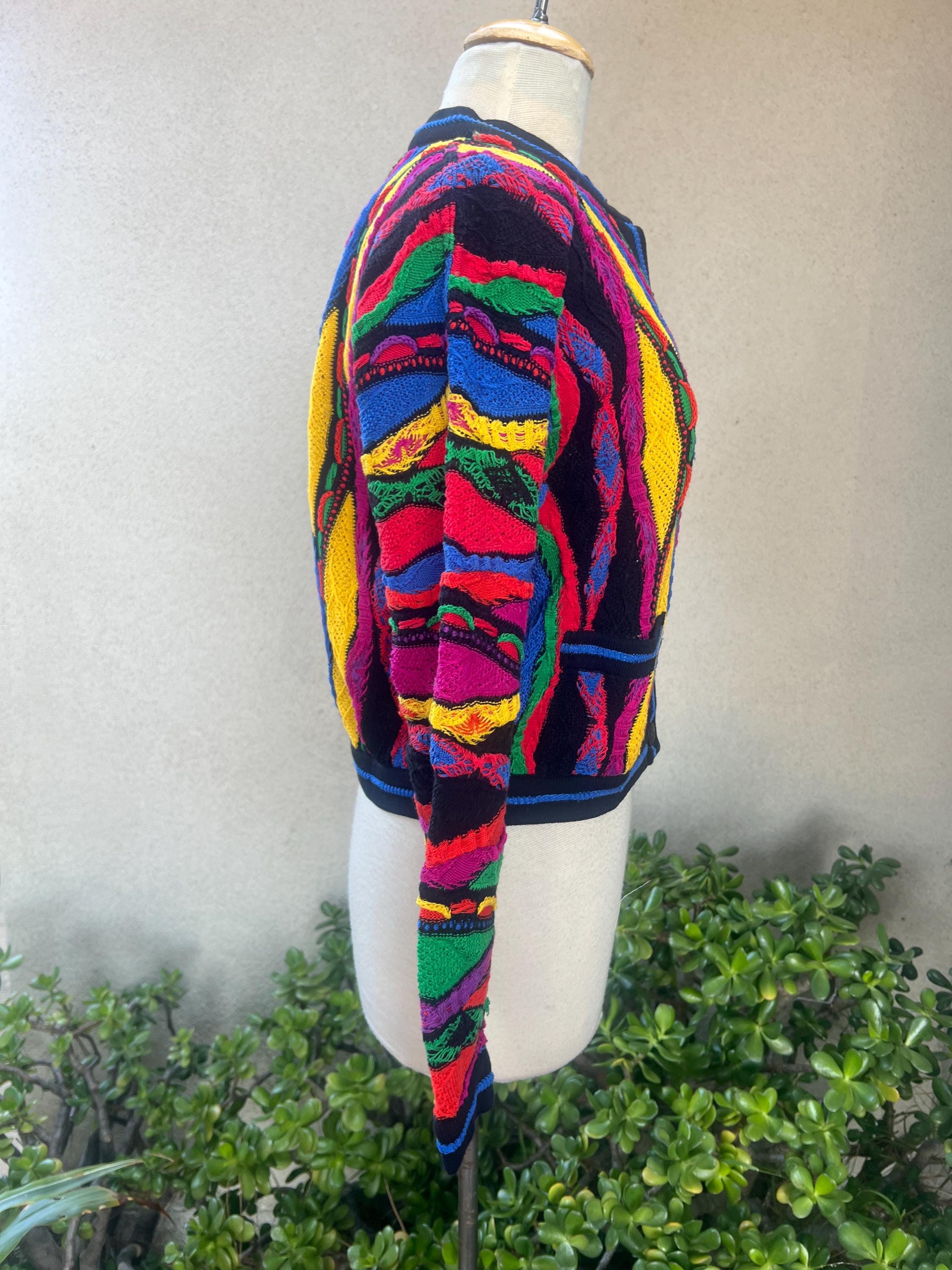 【Vintage】COOGI 3D KNIT CARDIGAN COOGI Vintage 3D Kni Cardigan Multicolor Size M Vintage Made in