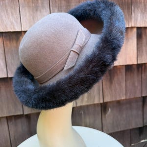 Vintage Mr. John Classic Wool Hat Wide Brim Satin Bow Navy Blue MCM Made in USA Mr John Hat - Etsy main image 4