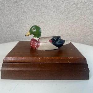 Caixa de madeira vintage para cartas de baralho com tampa de pato, 2 pacotes de cartas por preço de produtos.
