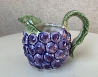 Vintage 1988 Small Pitcher Creamer Calypso Grapes Fitz & Floyd Ceramic