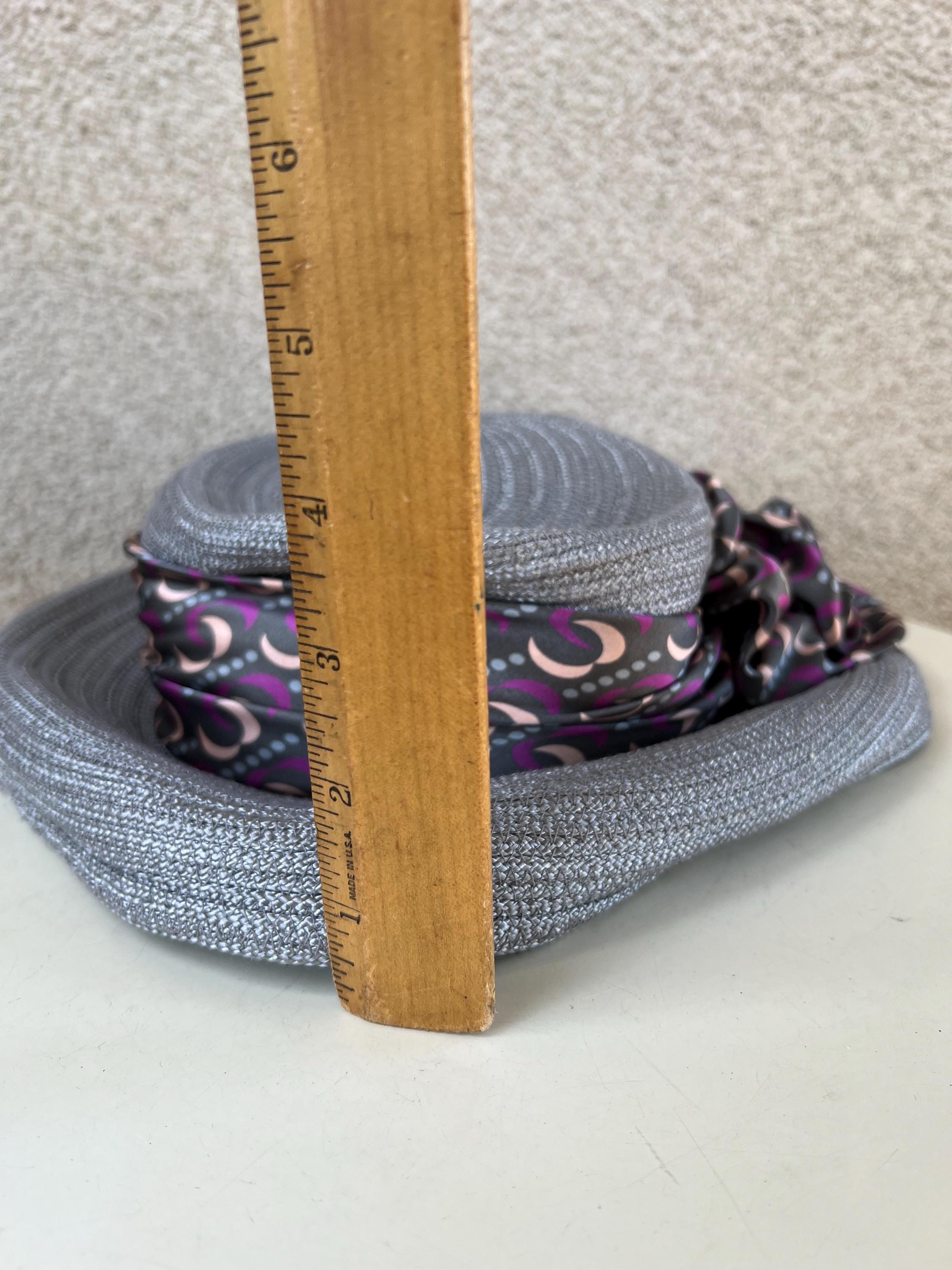 Vintage Grey Boater Hat With Silk Bow - Designer Millinery 