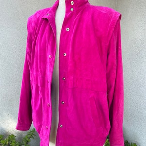 Vintage West Bay Sport Leather jacket fuchsia pink soft lambs suede Sz 6 image 10