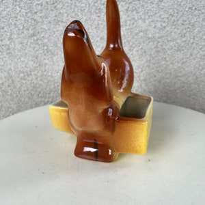 Vintage ceramic pottery wiener dog mens dresser caddy statue dachshund image 8