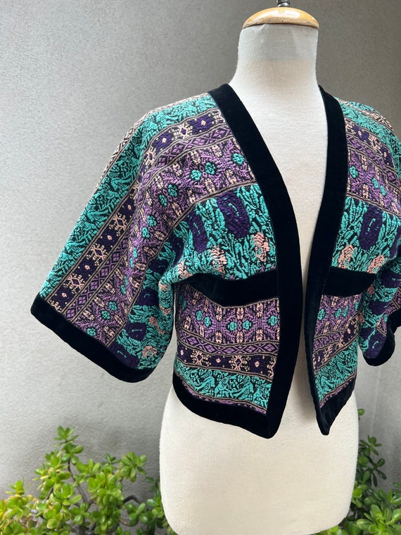 Vintage bohemian bolero jacket Guatemalan woven f… - image 5