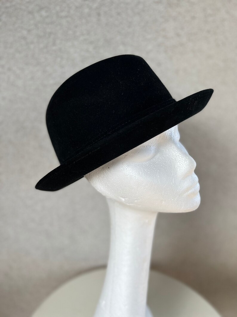 Vintage unisex classic jet black wool fedora hat by Pierre Cardin Paris size 7 3/8 image 9