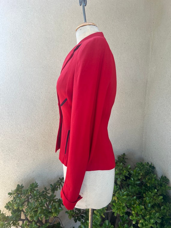 Vintage 1950s blazer jacket peplum style red wool… - image 5