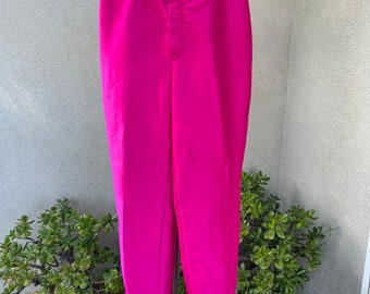 Vintage 80s stirrup ski pants neon fuchsia pink Sz 12 regular Roffe ski wear