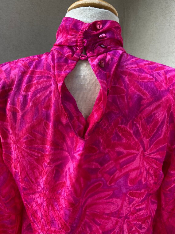 Vintage 80s preppy blouse pink purple sz 4 Petite… - image 7